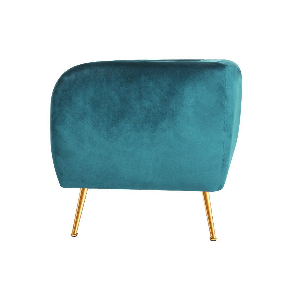 Artiss Armchair Lounge Sofa Arm Chair Accent Chairs Armchairs Couch Velvet Green - John Cootes