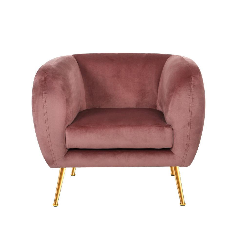 Artiss Armchair Lounge Sofa Arm Chair Accent Chairs Armchairs Couch Velvet Pink - John Cootes