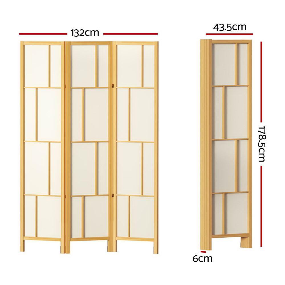 Artiss Ashton Room Divider Screen Privacy Wood Dividers Stand 3 Panel Natural - John Cootes