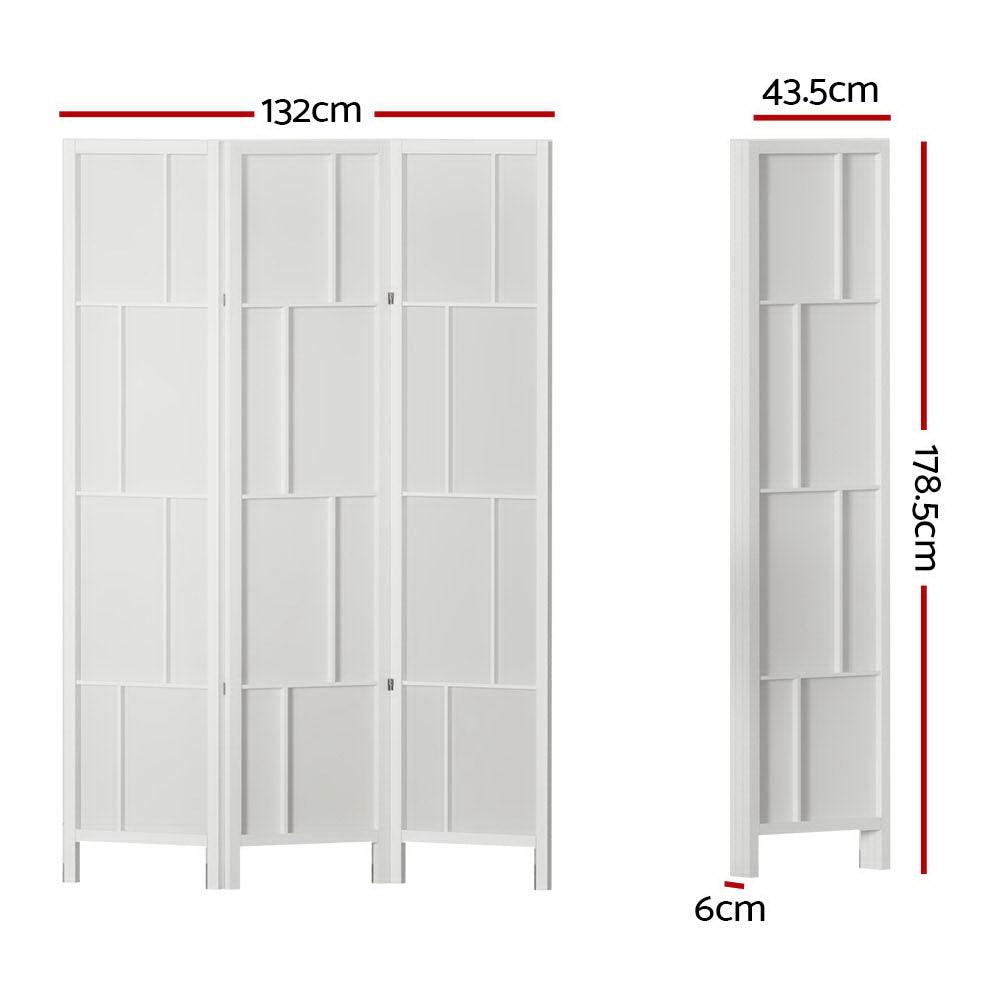 Artiss Ashton Room Divider Screen Privacy Wood Dividers Stand 3 Panel White - John Cootes