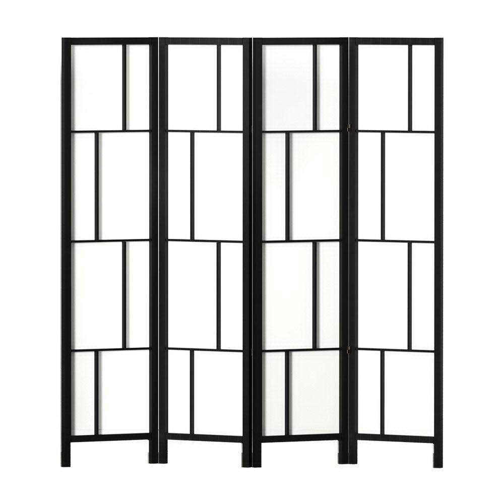 Artiss Ashton Room Divider Screen Privacy Wood Dividers Stand 4 Panel Black - John Cootes