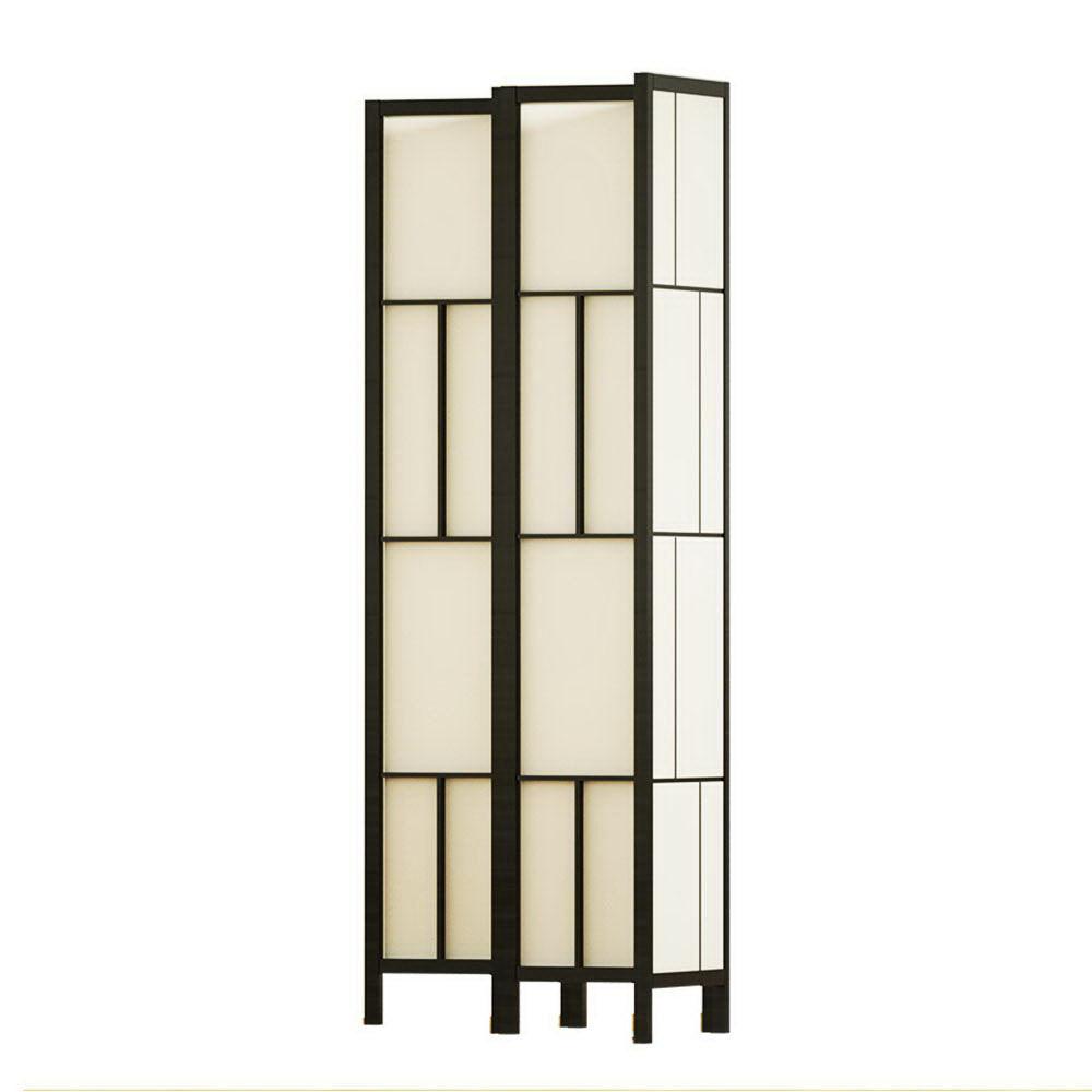 Artiss Ashton Room Divider Screen Privacy Wood Dividers Stand 4 Panel Black - John Cootes