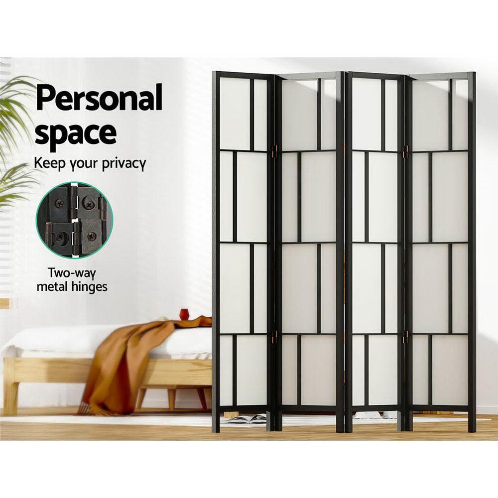 Artiss Ashton Room Divider Screen Privacy Wood Dividers Stand 4 Panel Black - John Cootes