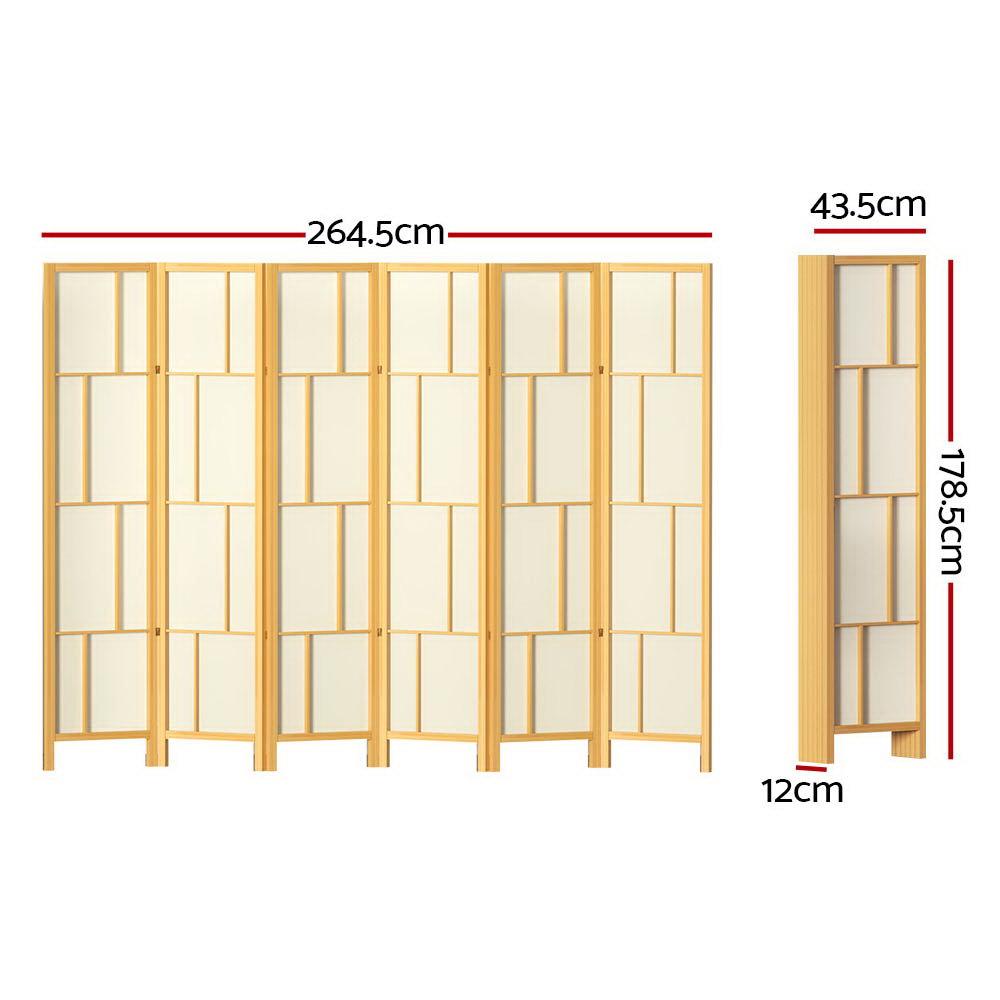 Artiss Ashton Room Divider Screen Privacy Wood Dividers Stand 6 Panel Natural - John Cootes