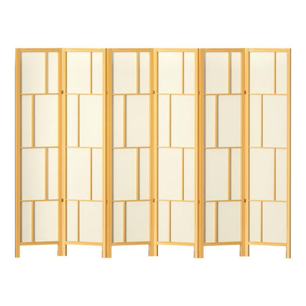 Artiss Ashton Room Divider Screen Privacy Wood Dividers Stand 6 Panel Natural - John Cootes