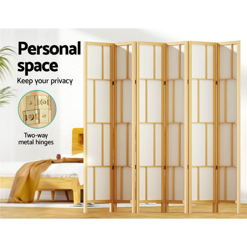 Artiss Ashton Room Divider Screen Privacy Wood Dividers Stand 6 Panel Natural - John Cootes