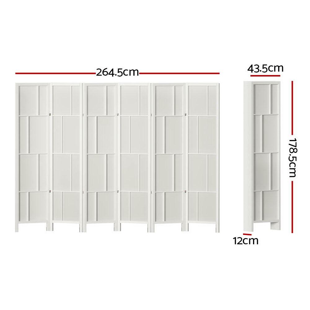 Artiss Ashton Room Divider Screen Privacy Wood Dividers Stand 6 Panel White - John Cootes