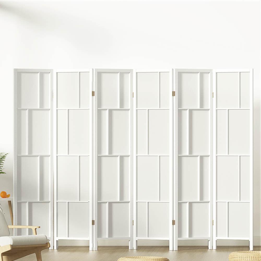 Artiss Ashton Room Divider Screen Privacy Wood Dividers Stand 6 Panel White - John Cootes