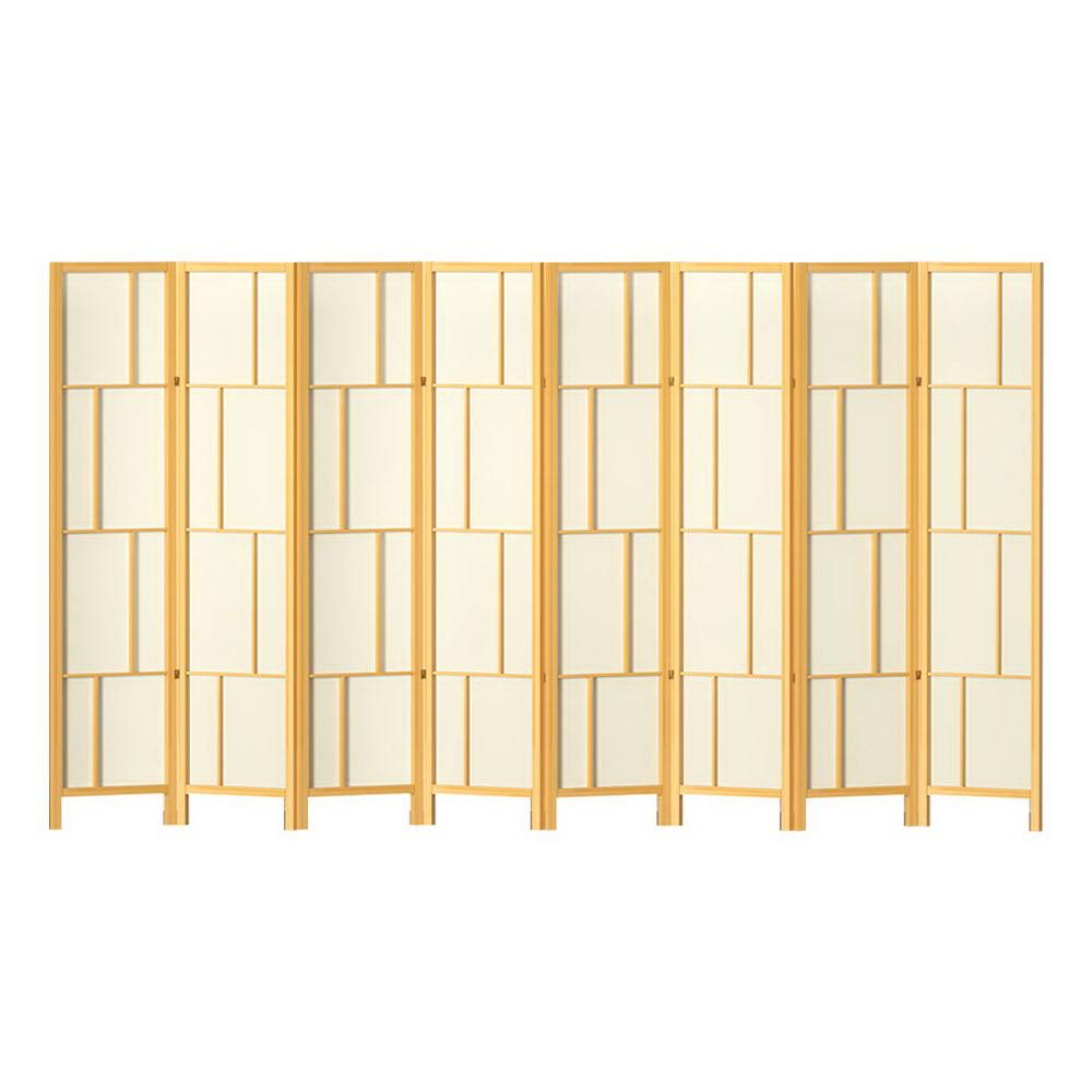 Artiss Ashton Room Divider Screen Privacy Wood Dividers Stand 8 Panel Natural - John Cootes