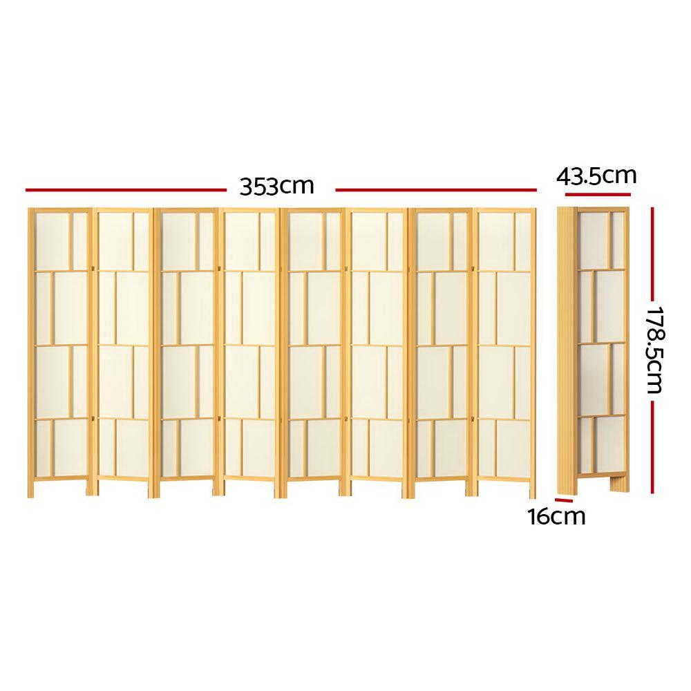 Artiss Ashton Room Divider Screen Privacy Wood Dividers Stand 8 Panel Natural - John Cootes