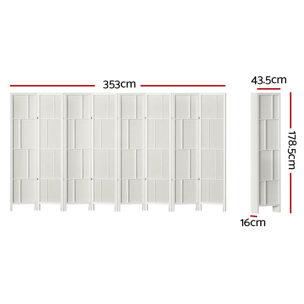 Artiss Ashton Room Divider Screen Privacy Wood Dividers Stand 8 Panel White - John Cootes