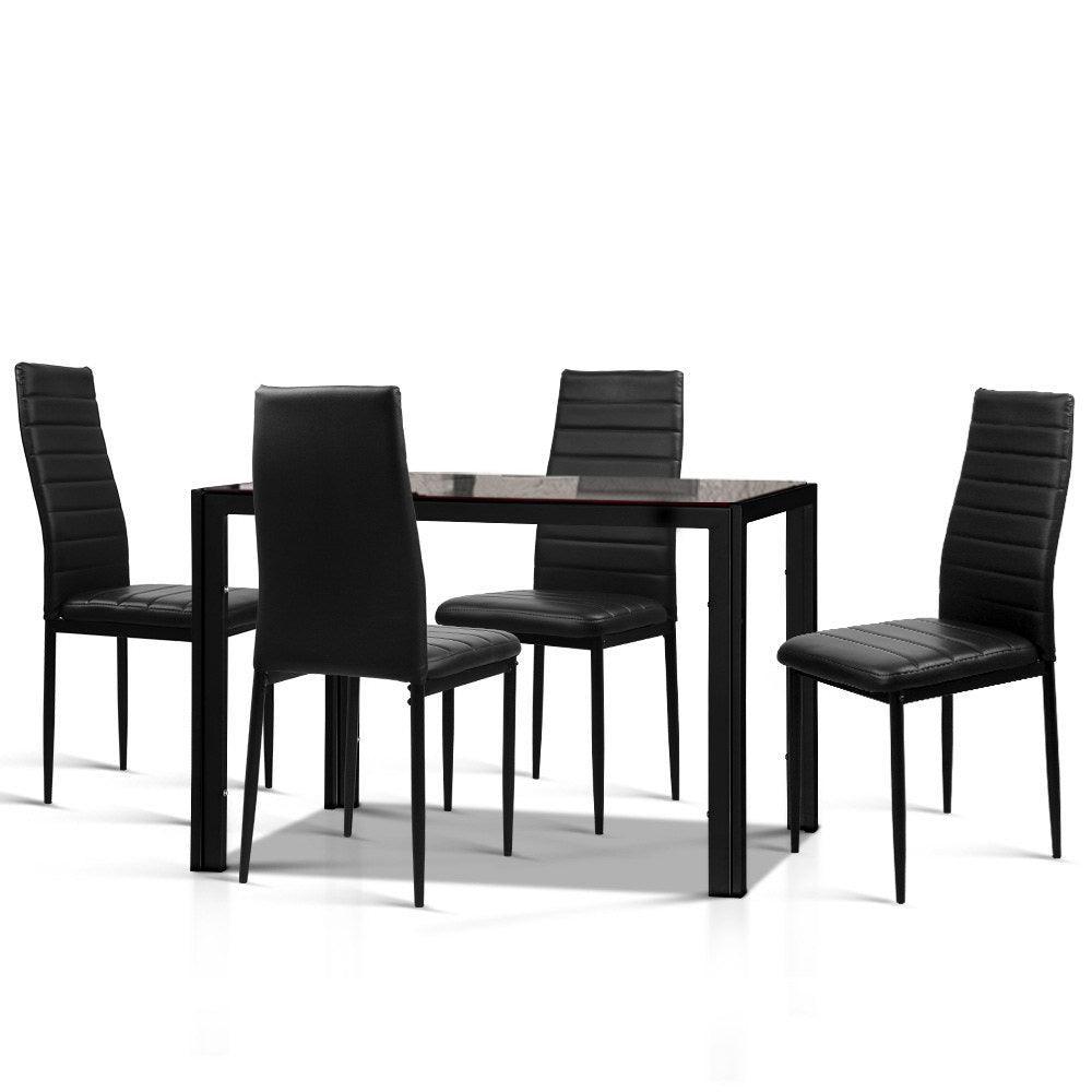 Artiss Astra 5-Piece Dining Table and Chairs Sets - Black - John Cootes