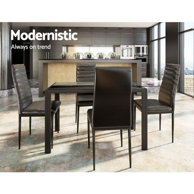 Artiss Astra 5-Piece Dining Table and Chairs Sets - Black - John Cootes