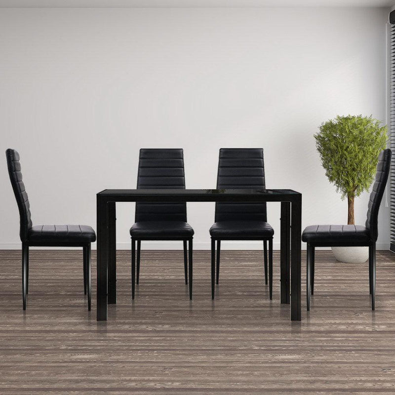 Artiss Astra 5-Piece Dining Table and Chairs Sets - Black - John Cootes