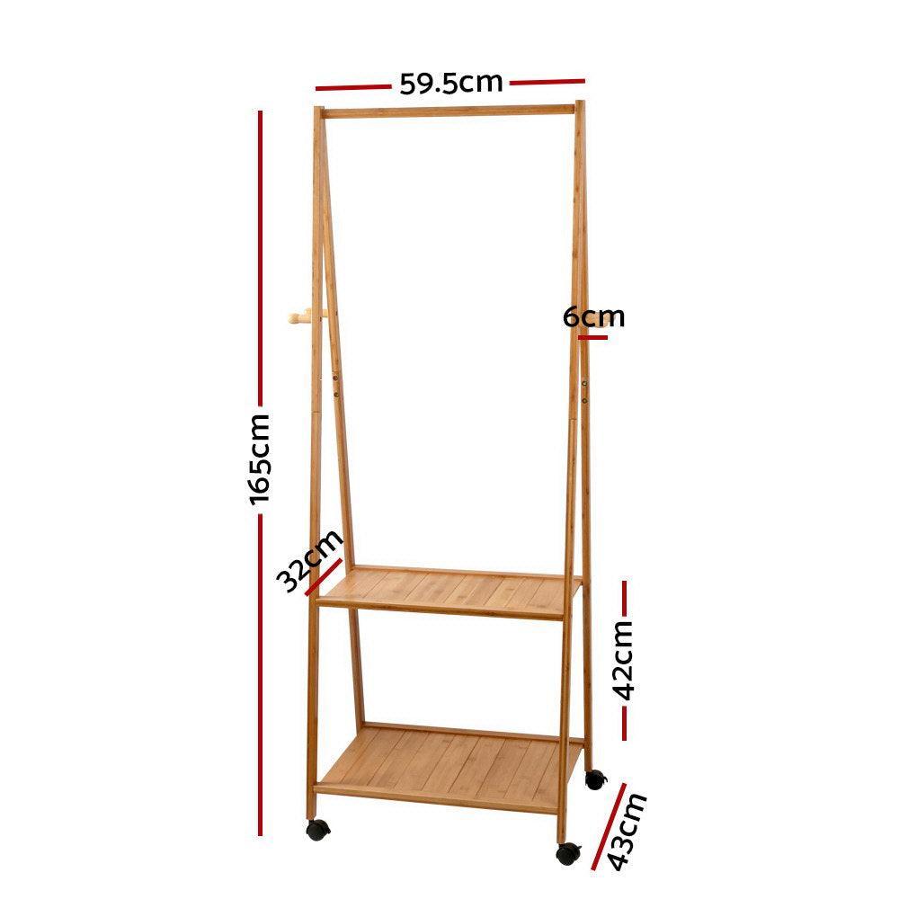 Artiss Bamboo Hanger Stand Wooden Clothes Rack Display Shelf - John Cootes