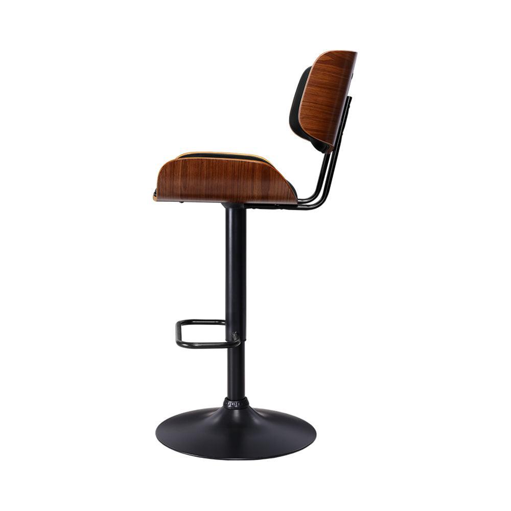 Artiss Bar Stool Gas Lift Wooden PU Leather - Black and Wood - John Cootes