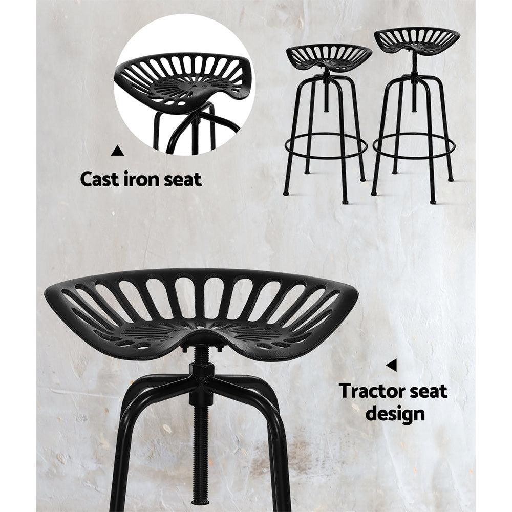 Artiss Bar Stool Retro Industrial Style Iron - Black - John Cootes