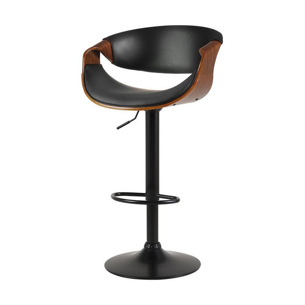 Artiss Bar Stools Swivel Chair Kitchen Gas Lift Wooden Bar Stool Leather Black - John Cootes