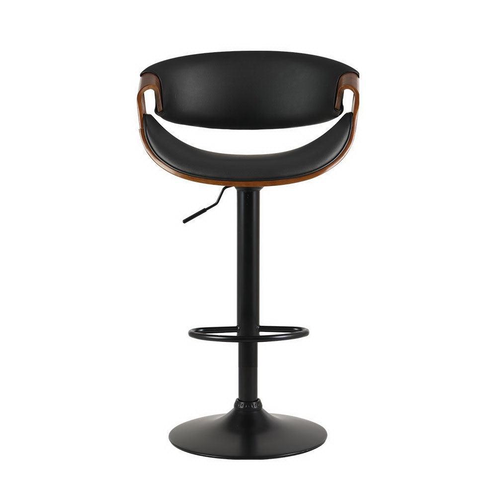 Artiss Bar Stools Swivel Chair Kitchen Gas Lift Wooden Bar Stool Leather Black - John Cootes