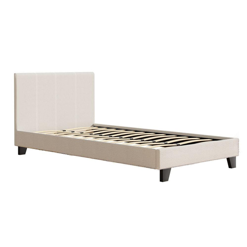 Artiss Bed Frame King Single Size Boucle Fabric Mattress Base Platform Wooden - John Cootes