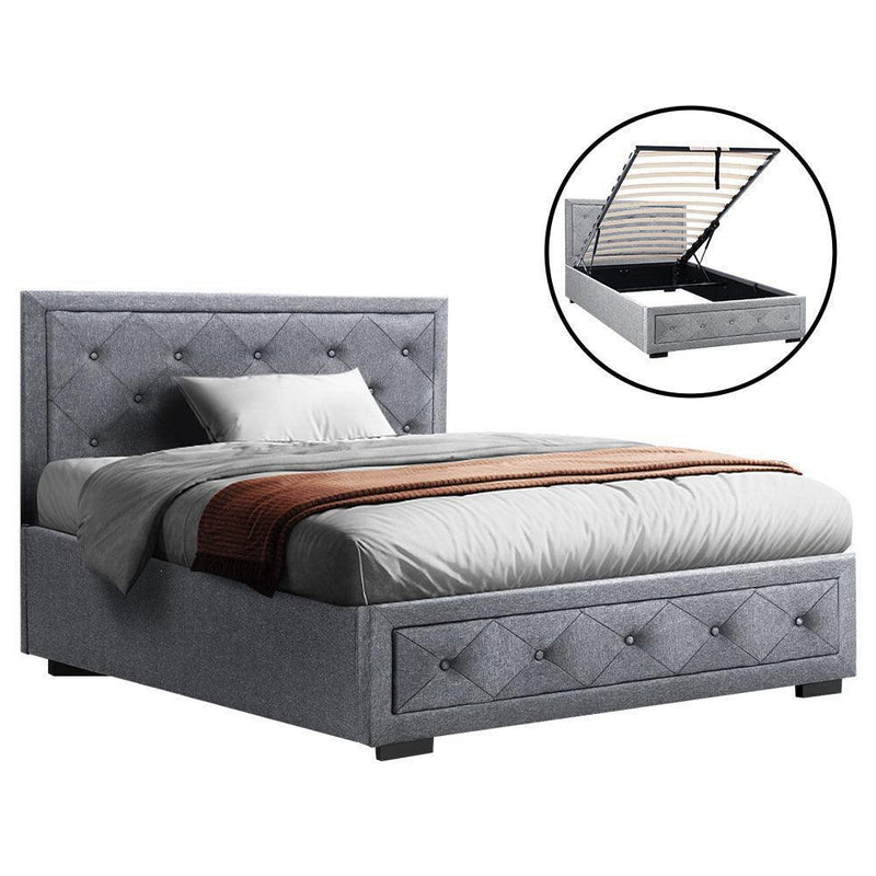Artiss Bed Frame King Single Size Gas Lift Base With Storage Mattress Fabric - John Cootes