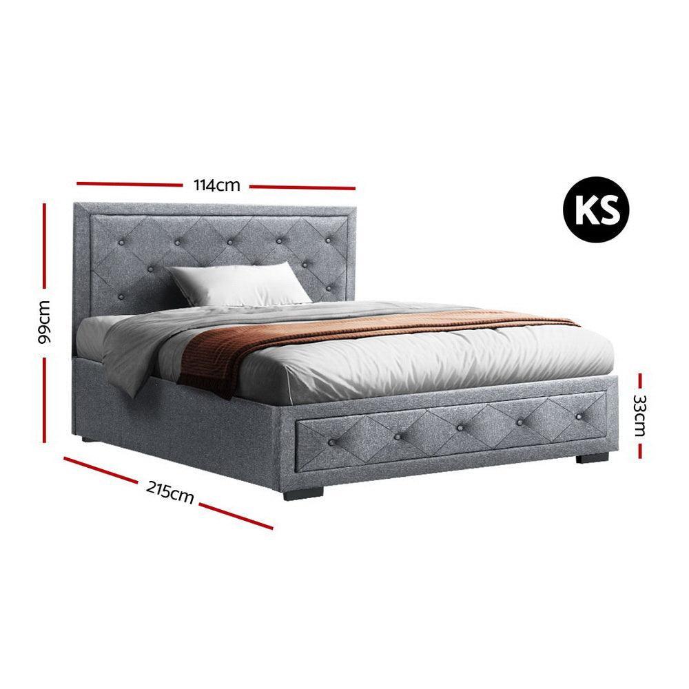 Artiss Bed Frame King Single Size Gas Lift Base With Storage Mattress Fabric - John Cootes