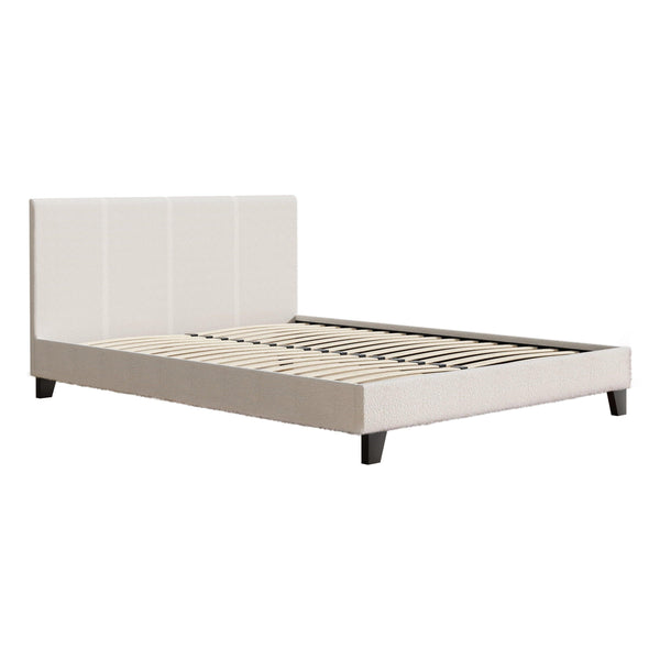 Artiss Bed Frame Queen Size Boucle Fabric Mattress Base Platform Wooden - John Cootes