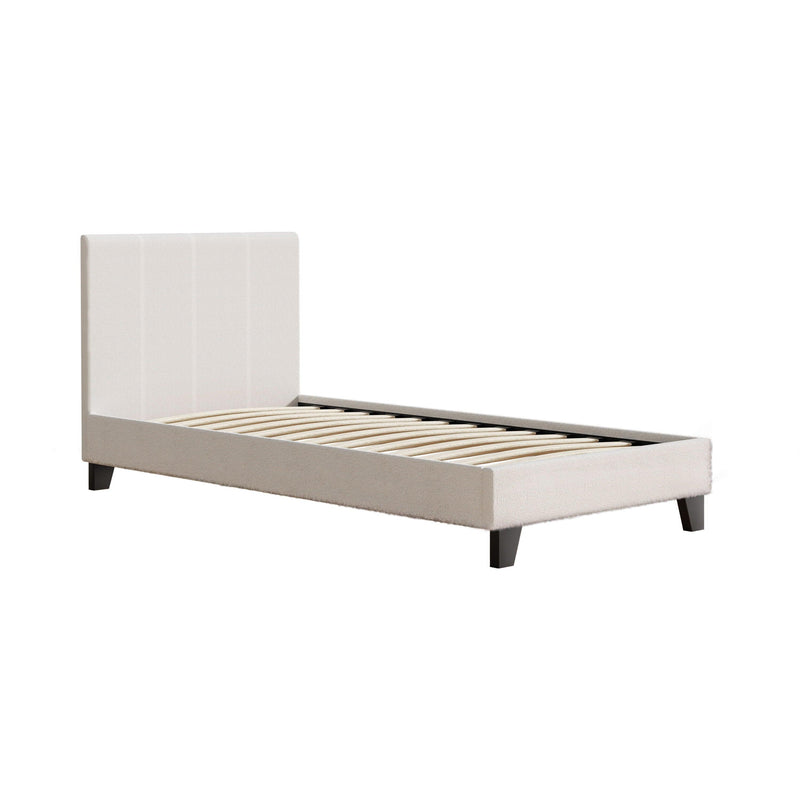 Artiss Bed Frame Single Size Boucle Fabric Mattress Base Platform Wooden - John Cootes