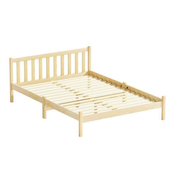 Artiss Bed Frame Wooden Double Size Bed Base Pine Timber Mattress Foundation Oak - John Cootes