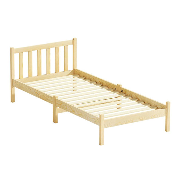 Artiss Bed Frame Wooden Single Size SOFIE Pine Timber Mattress Base OAK - John Cootes