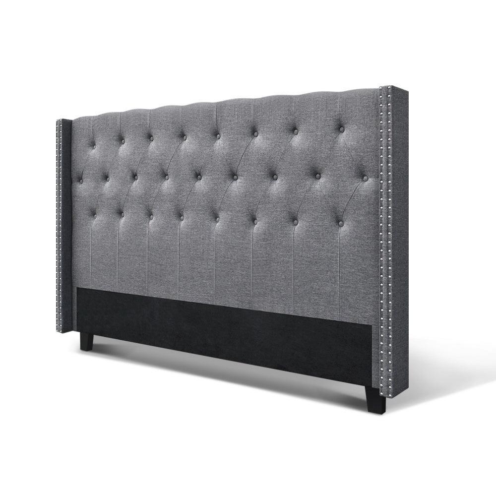 Artiss Bed Head Headboard King Size Bedhead Fabric Frame Base Grey LUCA - John Cootes