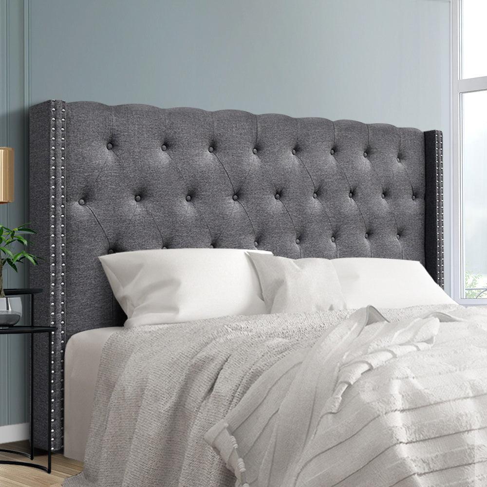 Artiss Bed Head Headboard King Size Bedhead Fabric Frame Base Grey LUCA - John Cootes