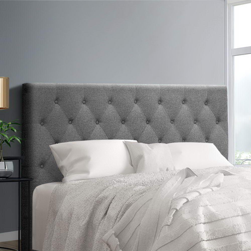 Artiss Bed Head Headboard Queen Bedhead Fabric Frame Base CAPPI Grey - John Cootes