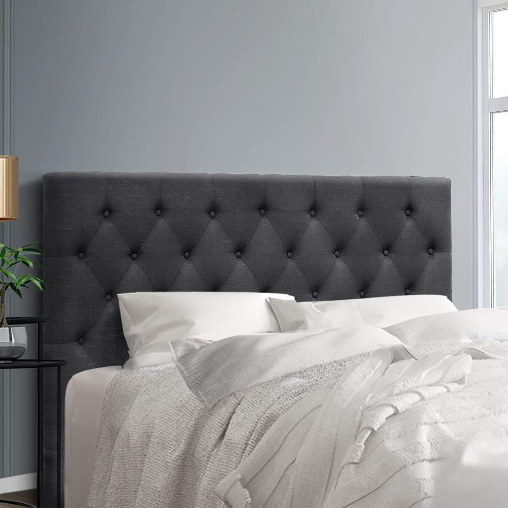 Artiss Bed Head Headboard Queen Size Bedhead Fabric Frame Base CAPPI Charcoal - John Cootes