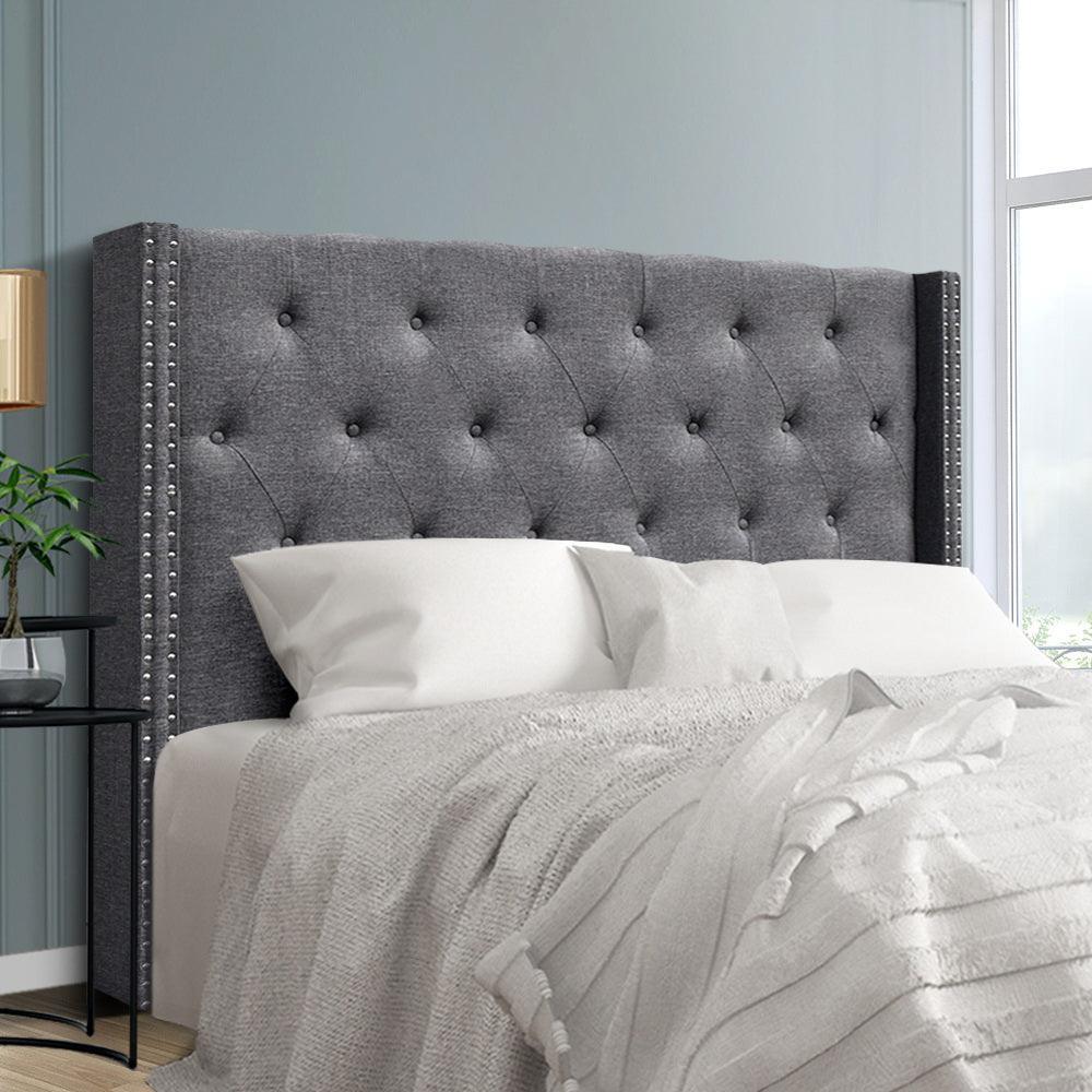 Artiss Bed Head Headboard Queen Size Bedhead Fabric Frame Base Grey LUCA - John Cootes