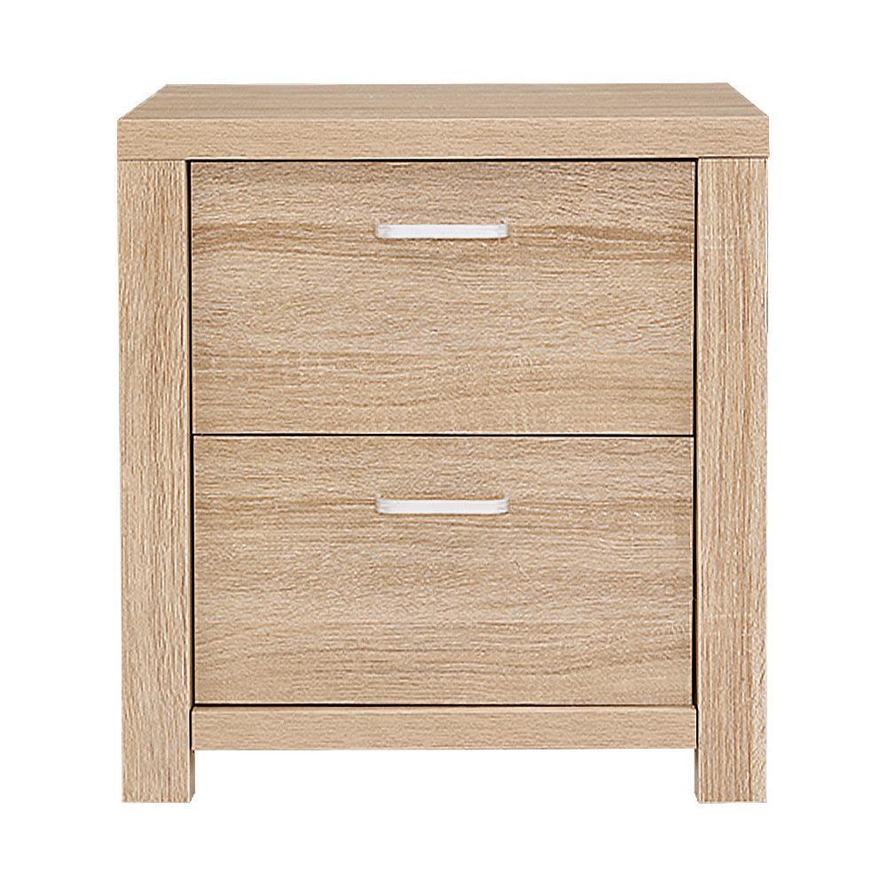 Artiss Bedside Table Lamp Side Tables Drawers Nightstand Unit Beige Wood - John Cootes