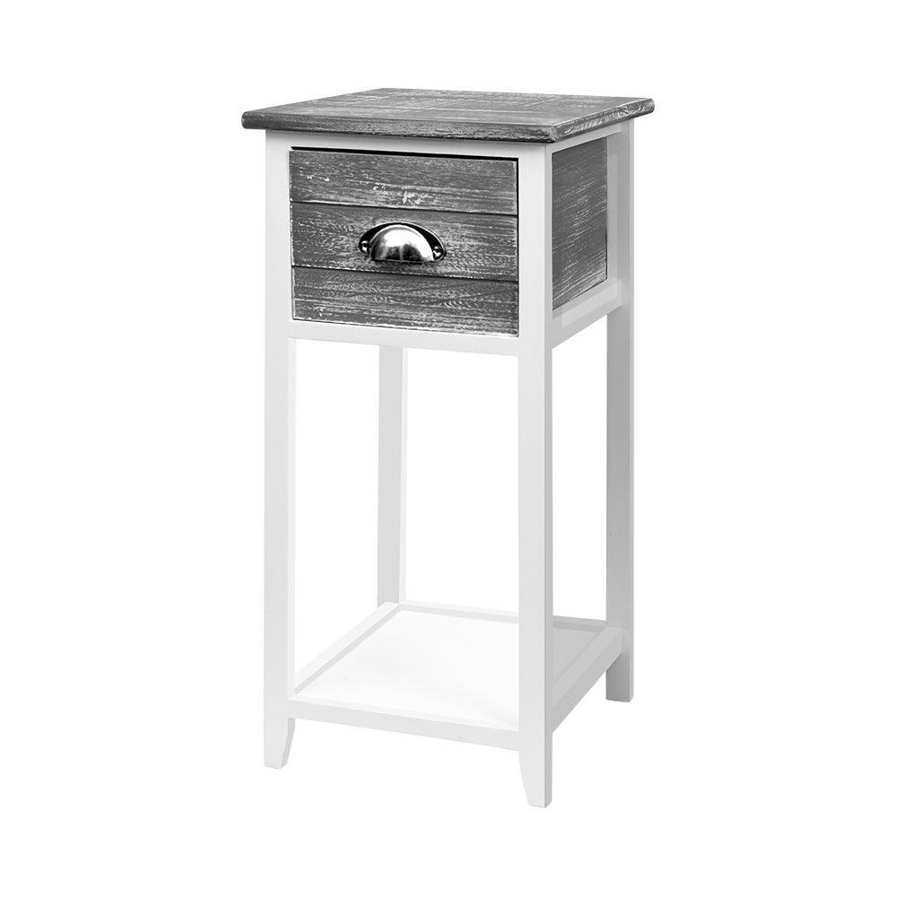 Artiss Bedside Table Nightstand Drawer Storage Cabinet Lamp Side Shelf Unit Grey - John Cootes