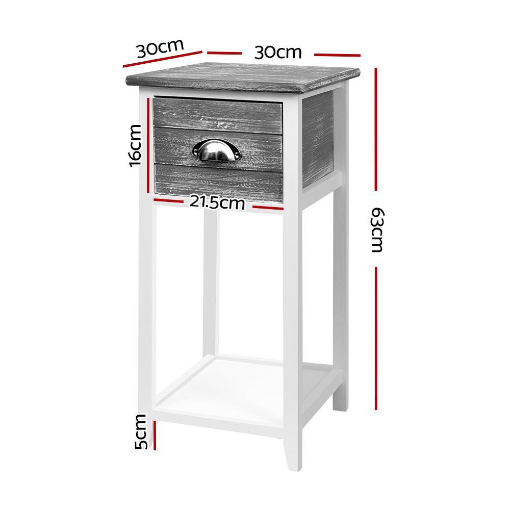 Artiss Bedside Table Nightstand Drawer Storage Cabinet Lamp Side Shelf Unit Grey - John Cootes