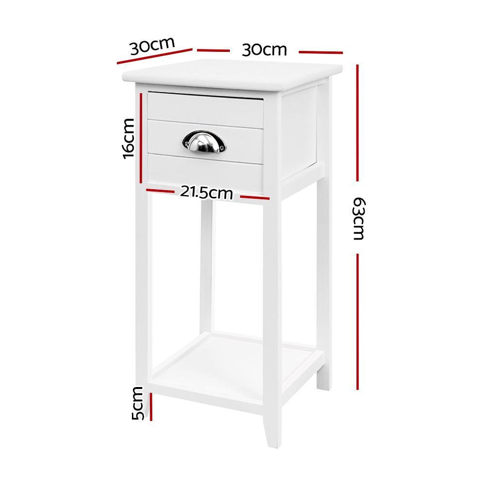 Artiss Bedside Table Nightstand Drawer Storage Cabinet Lamp Side Shelf White - John Cootes