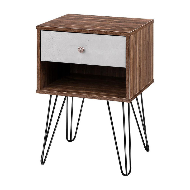 Artiss Bedside Table with Drawer - Grey & Walnut - John Cootes