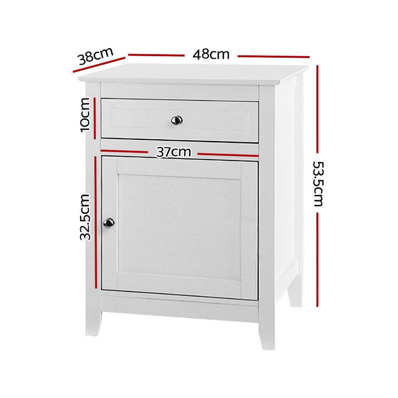 Artiss Bedside Tables Big Storage Drawers Cabinet Nightstand Lamp Chest White - John Cootes