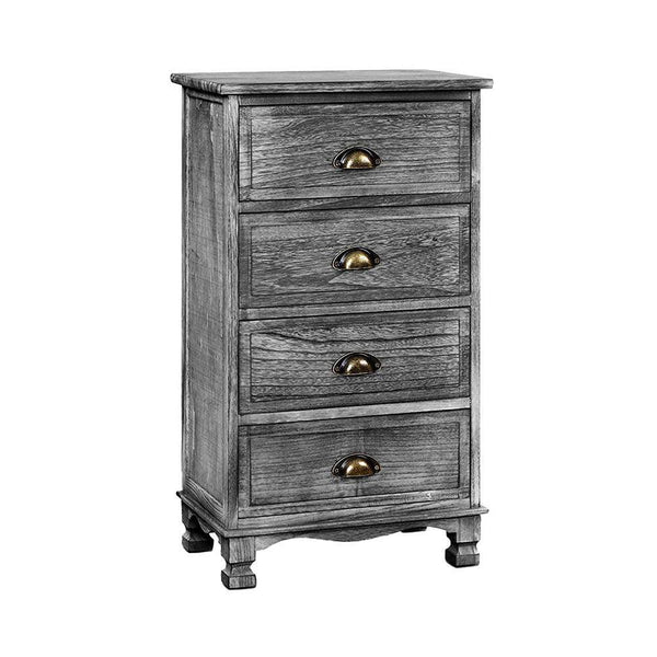 Artiss Bedside Tables Drawers Cabinet Vintage 4 Chest of Drawers Grey Nightstand - John Cootes