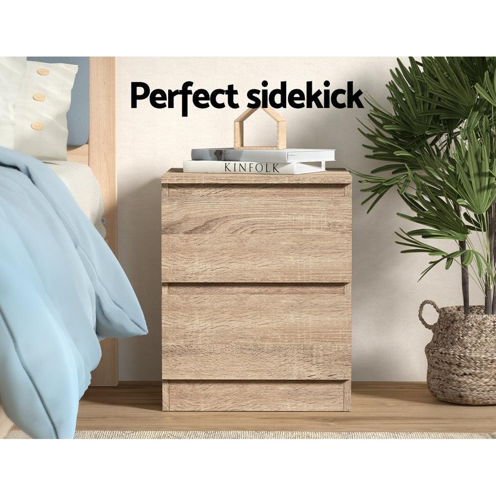 Artiss Bedside Tables Drawers Side Table Bedroom Furniture Nightstand Wood Lamp - John Cootes