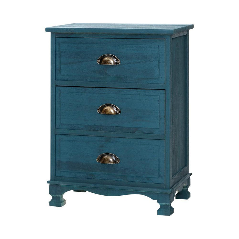 Artiss Bedside Tables Drawers Side Table Cabinet Vintage Blue Storage Nightstand - John Cootes
