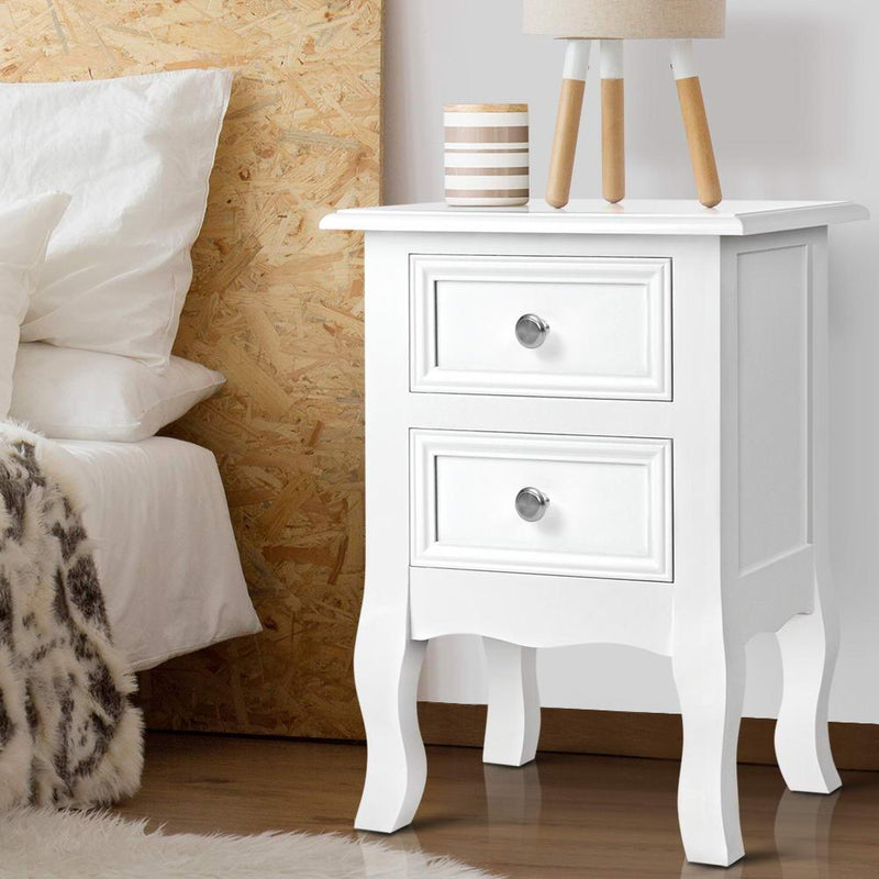 Artiss Bedside Tables Drawers Side Table French Storage Cabinet Nightstand Lamp - John Cootes
