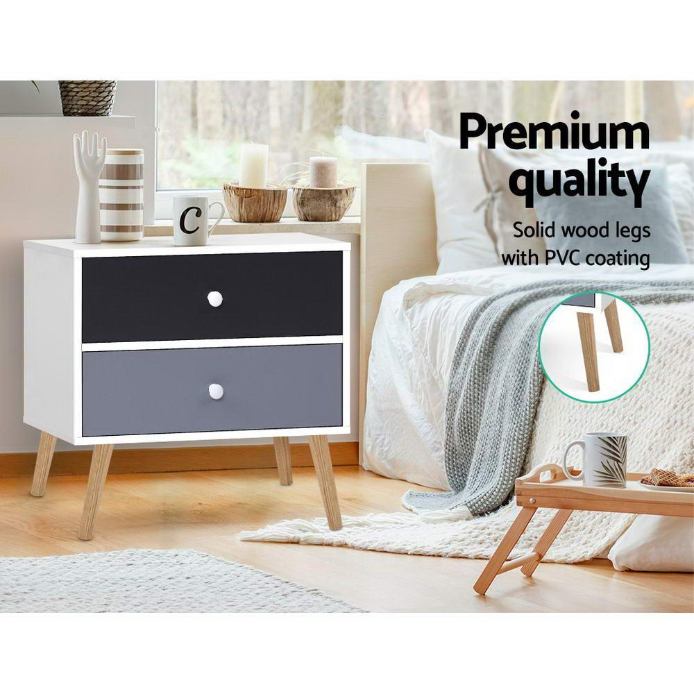 Artiss Bedside Tables Drawers Side Table Nightstand Lamp Side Storage Cabinet - John Cootes