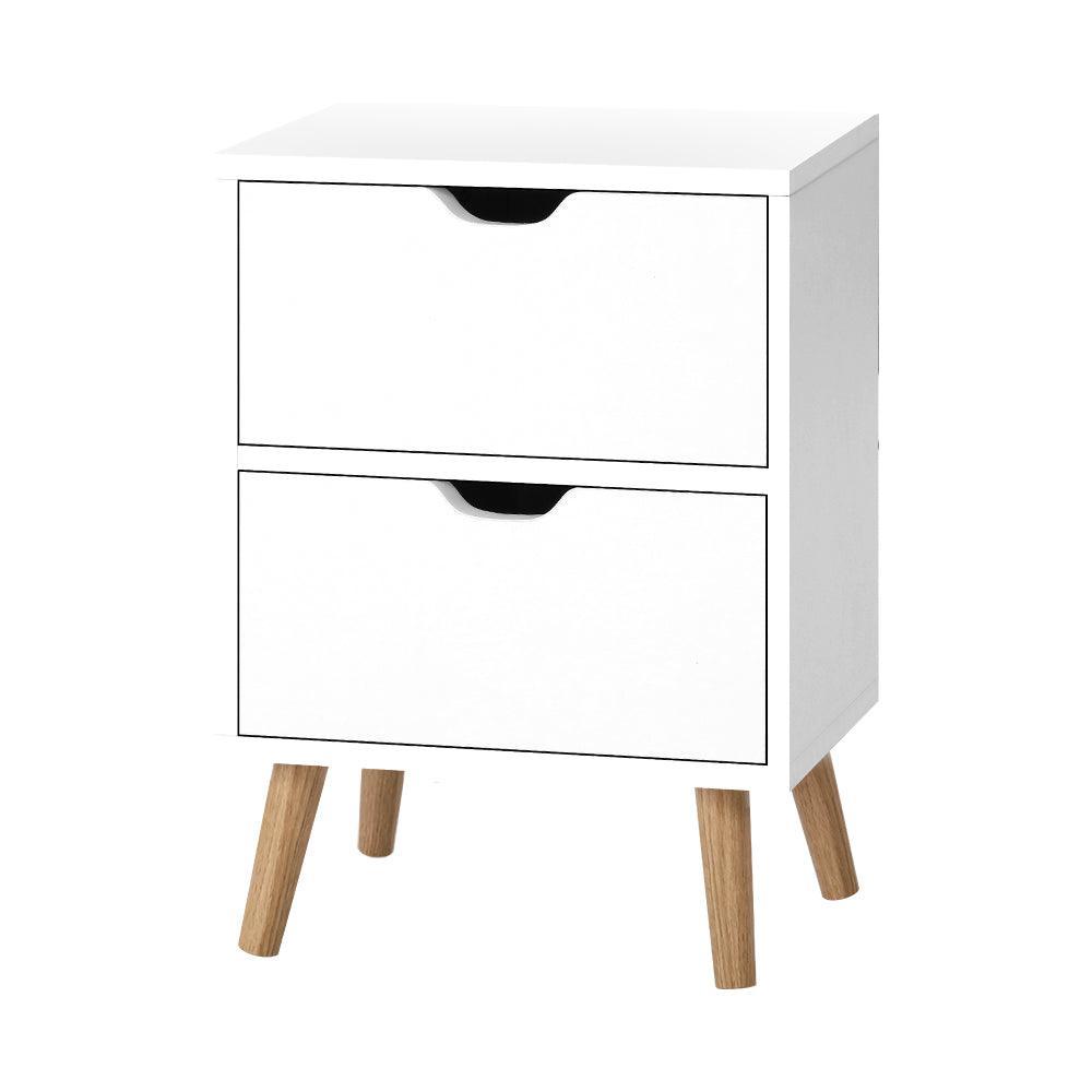 Artiss Bedside Tables Drawers Side Table Nightstand White Storage Cabinet Wood - John Cootes