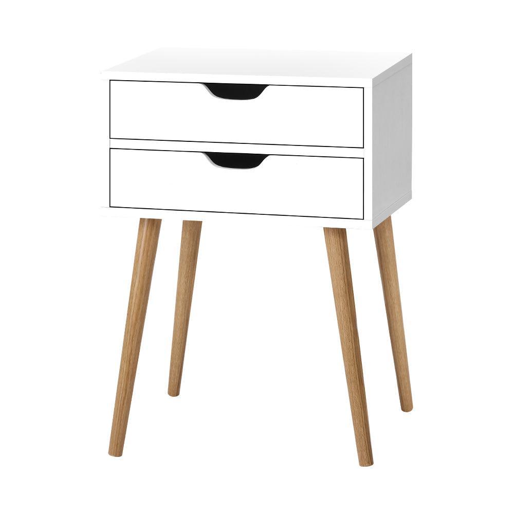 Artiss Bedside Tables Drawers Side Table Nightstand Wood Storage Cabinet White - John Cootes