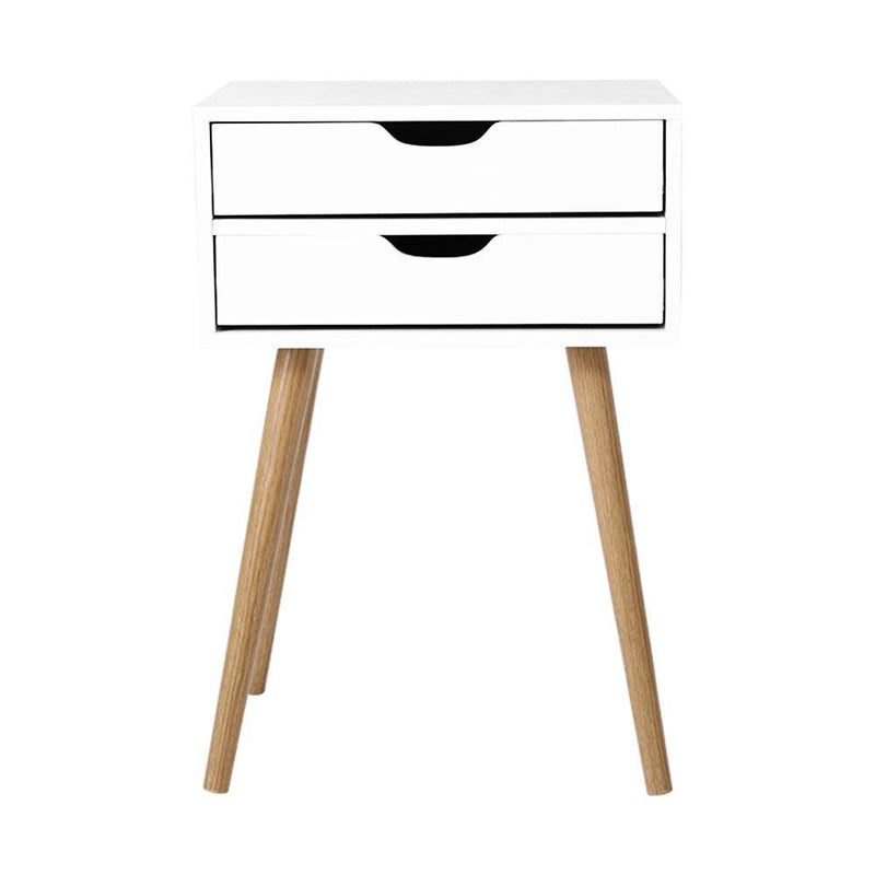 Artiss Bedside Tables Drawers Side Table Nightstand Wood Storage Cabinet White - John Cootes
