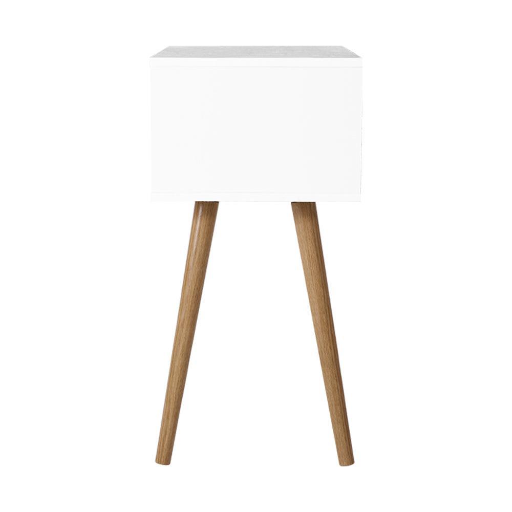 Artiss Bedside Tables Drawers Side Table Nightstand Wood Storage Cabinet White - John Cootes